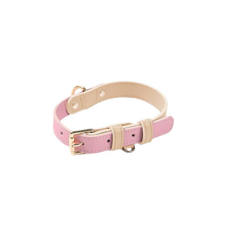 Leather Dog Collar: Blue Sherbert / L