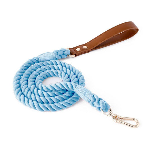 Braided Dog Leash: Blue / L