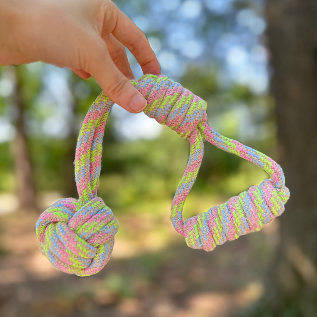 Hemp Rope Tug Dog Toy | Monkey Fist | Ball on Loop