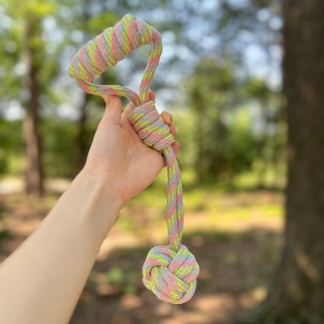 Hemp Rope Tug Dog Toy | Monkey Fist | Ball on Loop