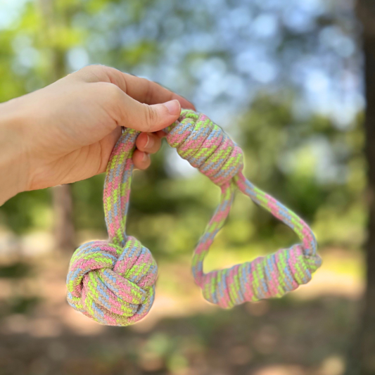 Hemp Rope Tug Dog Toy | Monkey Fist | Ball on Loop